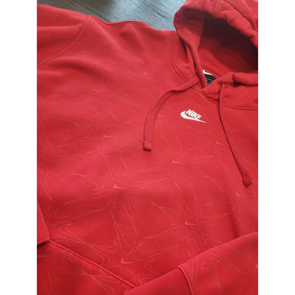 Vintage Nike Center Swoosh Check All Over PRINT Sweatshirt Hoodie Red Size 2XL - Picture 7 of 9